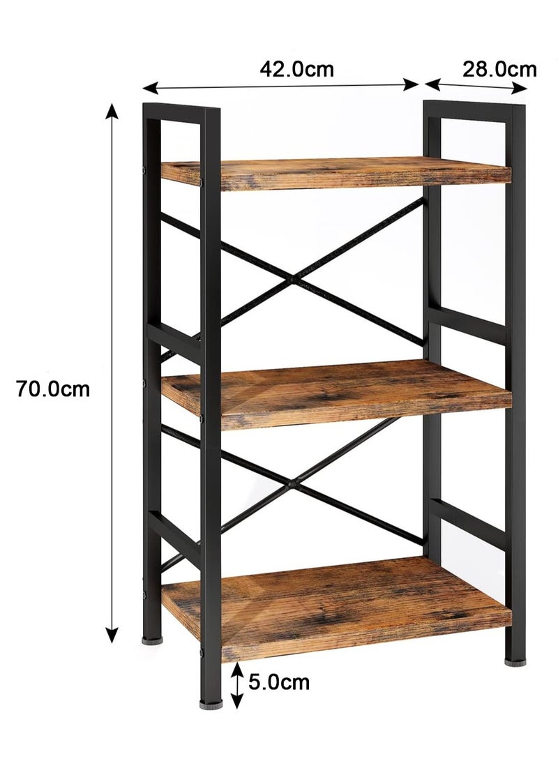 تشولوفز رف الكتب ، خزانة كتب صناعية 3 مستويات ، خزانة مكتبة صغيرة ، منظم تخزين رف الكتب الريفية لغرفة المعيشة وغرفة النوم ورف تخزين المكاتب المنزلية - Image 2