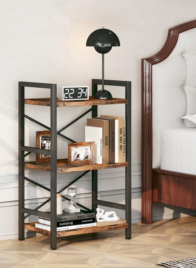 تشولوفز رف الكتب ، خزانة كتب صناعية 3 مستويات ، خزانة مكتبة صغيرة ، منظم تخزين رف الكتب الريفية لغرفة المعيشة وغرفة النوم ورف تخزين المكاتب المنزلية - Image 3