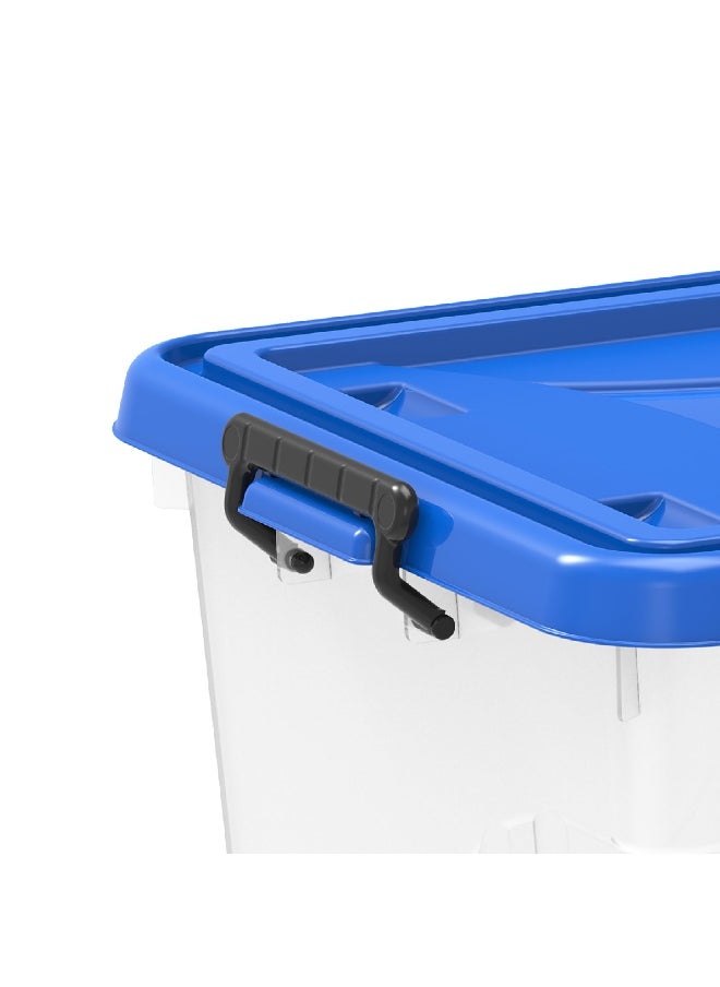 Cosmoplast 22L Clear Plastic Storage Box With Wheels & Lockable Lid (Blue)  - Image 2