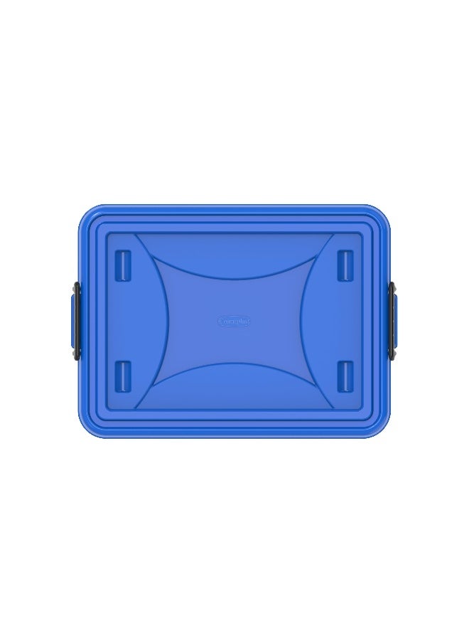 Cosmoplast 22L Clear Plastic Storage Box With Wheels & Lockable Lid (Blue)  - Image 4