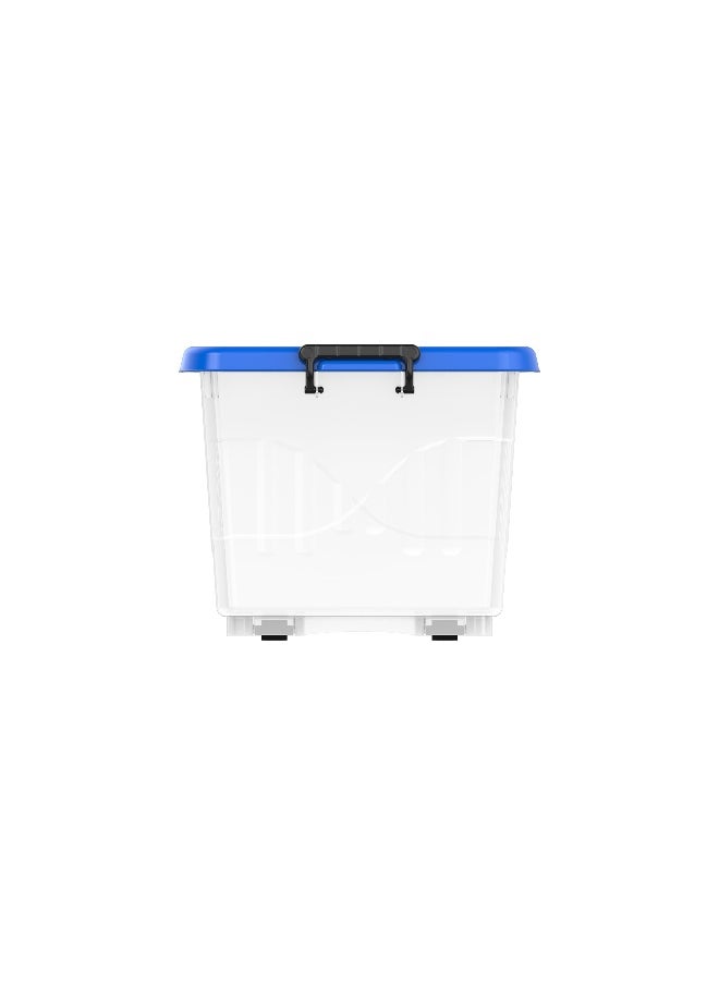 Cosmoplast 22L Clear Plastic Storage Box With Wheels & Lockable Lid (Blue)  - Image 3