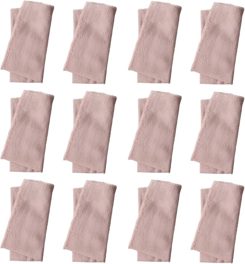 Set of 12 Cotton Boho Denim Napkins with Fringed Edges for Wedding Dining Party 16 5x16 5 Inches - Image 2