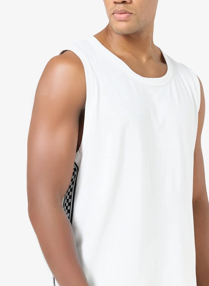 Seventy Five WHITE 220Gsm Tank Top With Taping On Side for Men | Best Price UAE