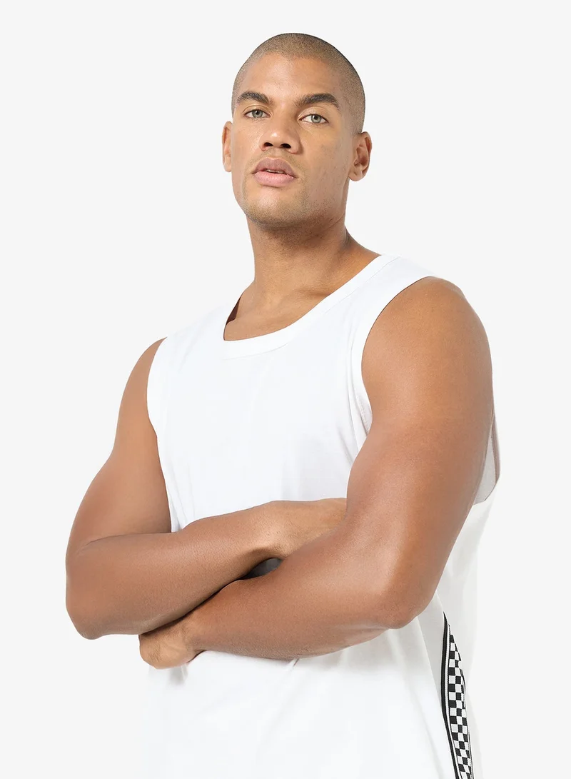 Seventy Five WHITE 220Gsm Tank Top With Taping On Side for Men | Best Price UAE