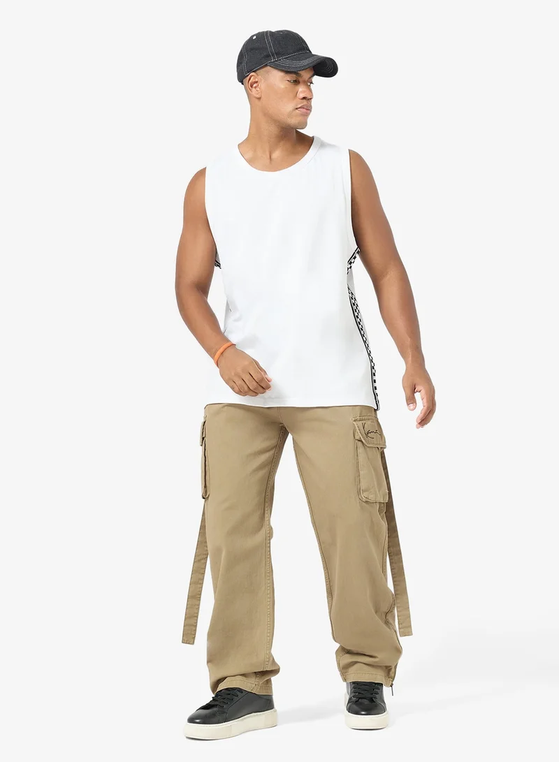 Seventy Five WHITE 220Gsm Tank Top With Taping On Side for Men | Best Price UAE