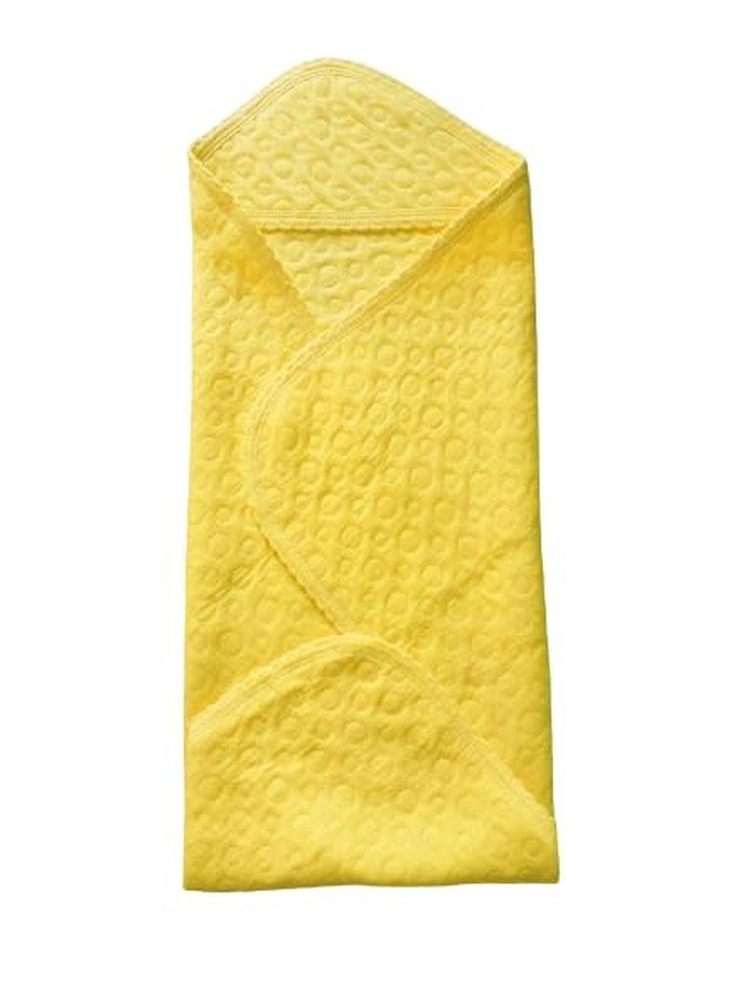 Soft Cotton Towel Baby Hooded Wrapper with Interlock Fabrics - New Born Babies Head Cap Towel with Plain| Safe and Skin Friendly for Babies with Multicolours (Yellow)