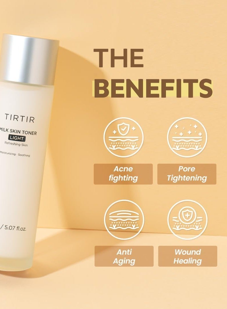 TIRTIR TIRTIR Milk Skin Toner Light | Instant Hydration with 4% Niacinamide, Pore-tightening, Vegan toner for Acne-prone, Sensitive & Oily skin, Fungal Acne Safe, Panthenol, Allantoin, Vitamin B, 5.07 Fl Oz - Image 2