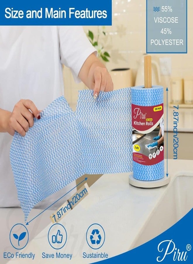 PIRU Kitchen Roll Kitchen Tissue roll Cleaning Wipes Washable & Reusable Quick Dry Dish Towels for Home & Kitchen Cleansing Super Absorbent Soft & Hygienic - 120 PULLS IN EACH ROLL (PACK 1) - Image 3