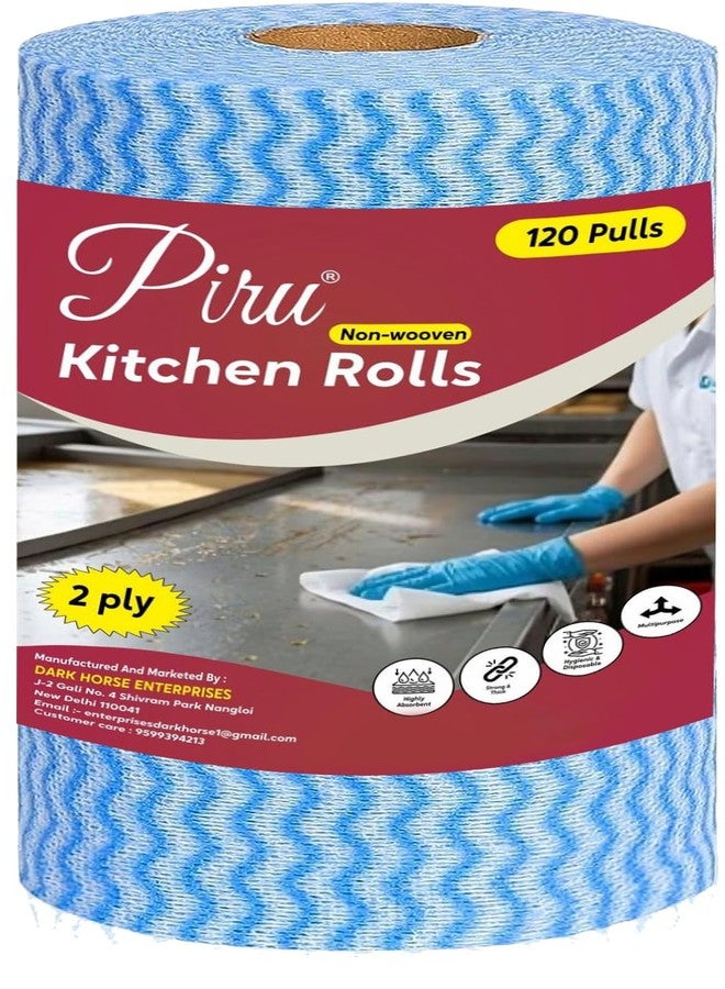 PIRU Kitchen Roll Kitchen Tissue roll Cleaning Wipes Washable & Reusable Quick Dry Dish Towels for Home & Kitchen Cleansing Super Absorbent Soft & Hygienic - 120 PULLS IN EACH ROLL (PACK 1) - Image 1