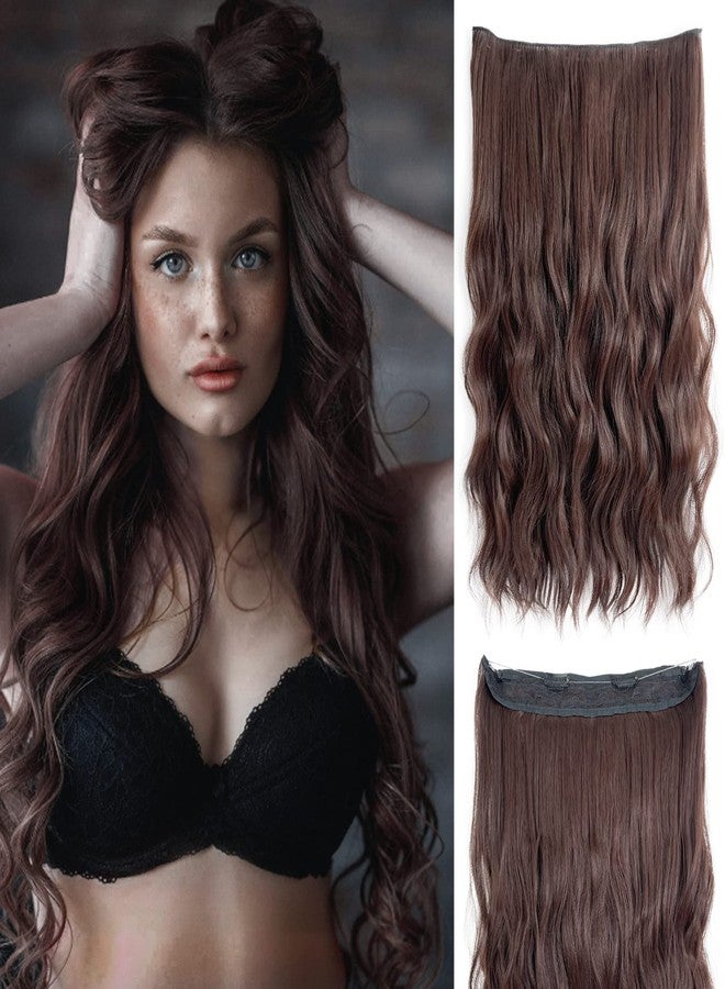 WeKen Halo Hair Extensions Wavy Curly Hair Extensions Hair Pieces for Women Clip in Extensions Invisible Thread Secret Hair Extension Dark Brown 20" - Image 1