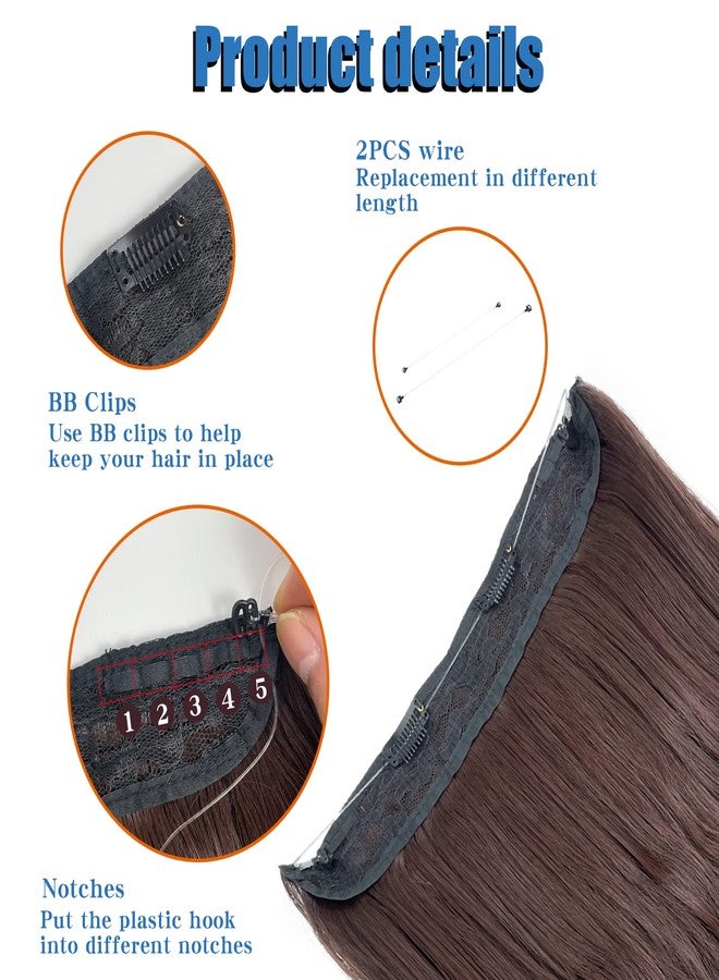 WeKen Halo Hair Extensions Wavy Curly Hair Extensions Hair Pieces for Women Clip in Extensions Invisible Thread Secret Hair Extension Dark Brown 20" - Image 3
