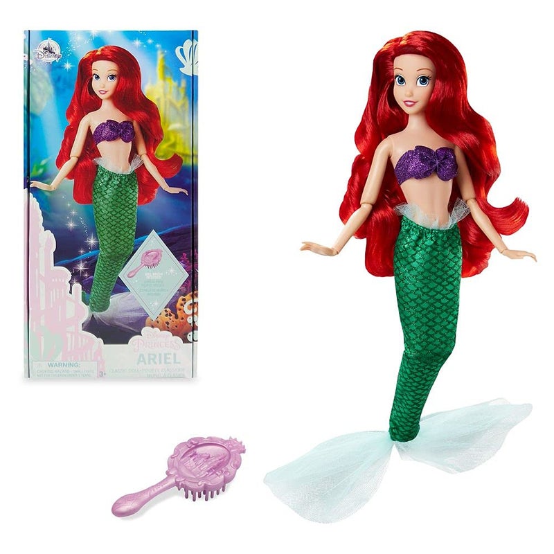Disney Store Official Disney Princess Classic Doll (Ariel from The Little Mermaid), 11 Inches, Includes Brush with Molded Details, Fully Posable Toy in Classic Outfit - Disney Princess Toys for Girls - Image 1