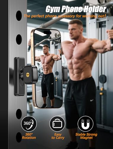 MOKPR Gym Magnetic Phone Holder【Strong Magnets】- 360 Adjustable Magnetic Phone Mount, Phone Holder Gym Accessories for Men Women Compatible with All Smartphones 4.7-7" - Image 2