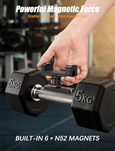 MOKPR Gym Magnetic Phone Holder【Strong Magnets】- 360 Adjustable Magnetic Phone Mount, Phone Holder Gym Accessories for Men Women Compatible with All Smartphones 4.7-7" - Image 4