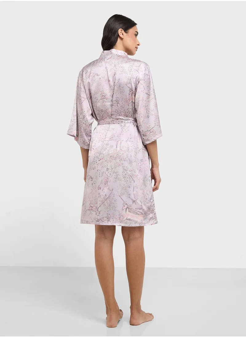 ELLA Printed Night Robe & Slip Dress Set