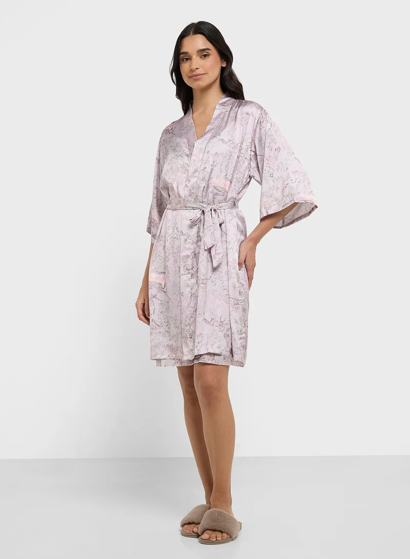 ELLA Printed Night Robe & Slip Dress Set