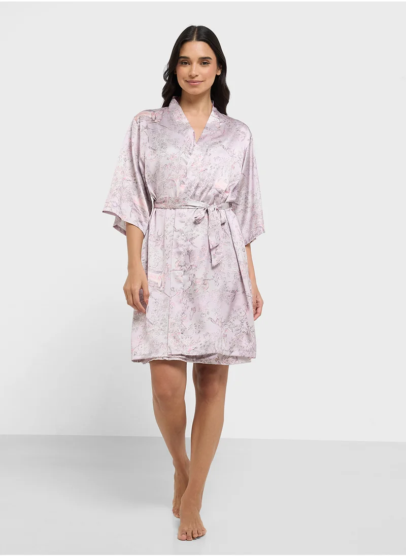 ELLA Printed Night Robe & Slip Dress Set