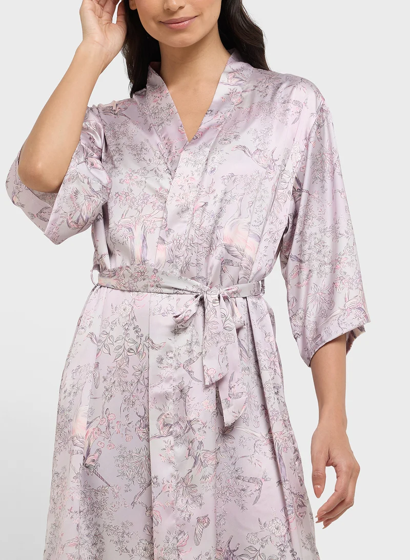 ELLA Printed Night Robe & Slip Dress Set