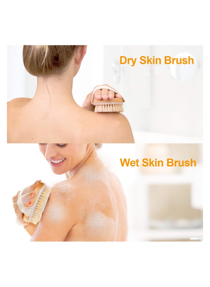 BLOOMING TIME Dry Brushing Body Brush for Lymphatic Drainage Cellulite, Bath Body Wash Brush for Cleansing and Exfoliating Showering Natural Wood, Size 10.5x10.5(CM) Round - Image 2