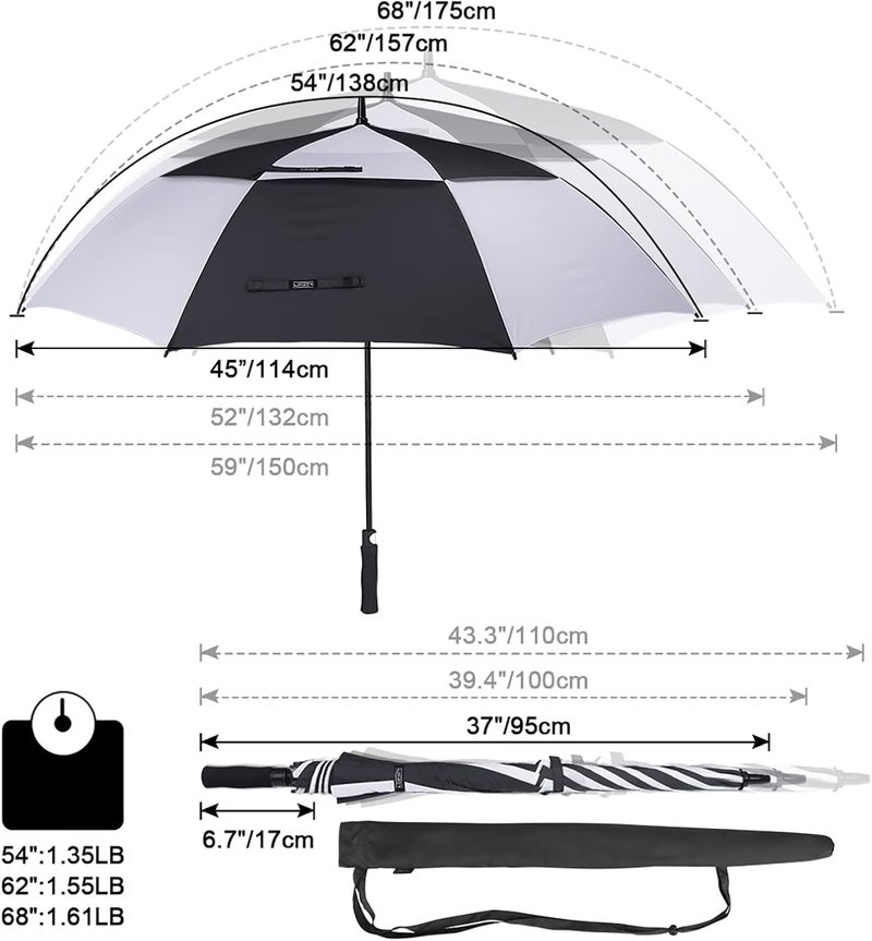 G4Free 47/54/62/68 Inch Golf Umbrella Auto Open Windproof Umbrella Double Canopy - Image 2