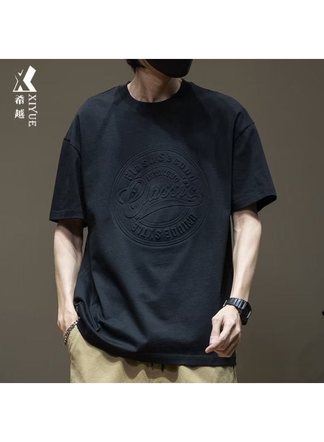 Heavy Weight Short-sleeved T-shirt Men's High-end Summer New Men's Loose Large Size Men's Half-sleeved T-shirt