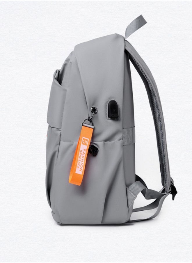 XiuWoo - Backpack Business Travel Laptop Bag USB Charging Large Capacity School Bag - Grey - Image 1