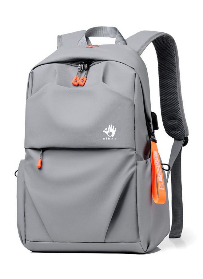 XiuWoo - Backpack Business Travel Laptop Bag USB Charging Large Capacity School Bag - Grey - Image 1