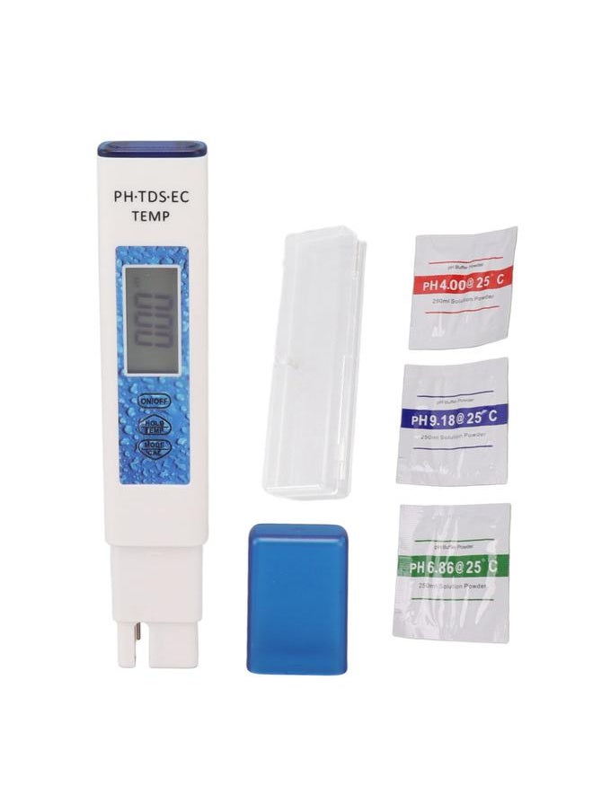 Thoraya Digital Water Tester Pen 4 in 1 Accurate Sensitive Portable PH TDS EC Temperature Water Quality Meter Blue  - Image 1