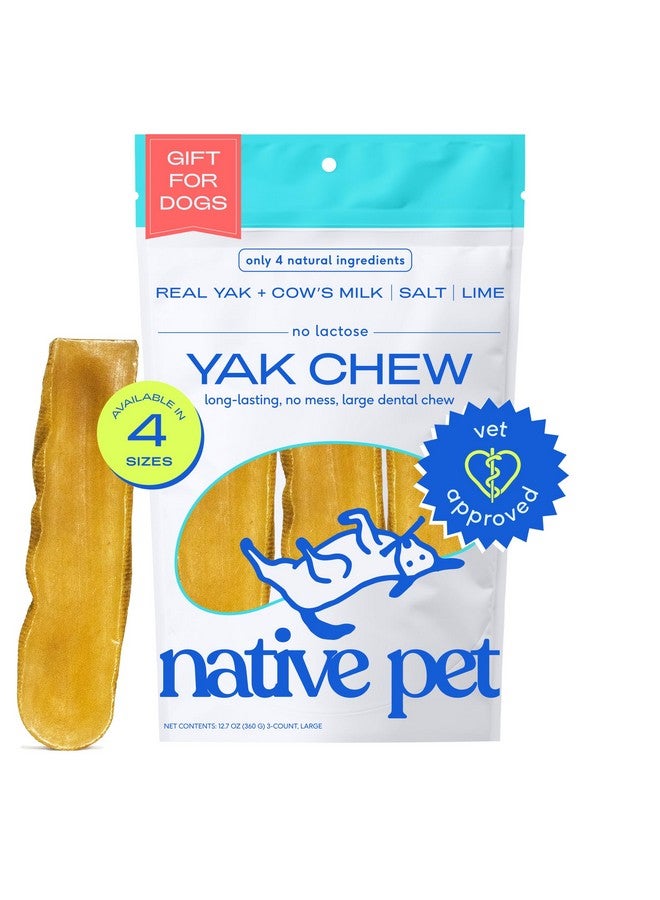 Native Pet Yak Cheese Himalayan Dog Chews - Long Lasting Dental Sticks for Large Breeds - 100% All Natural Himalayan Yak Chews for Large Dogs - Cheese Bone for Aggressive Chewers - 3 Per Pack - Image 1