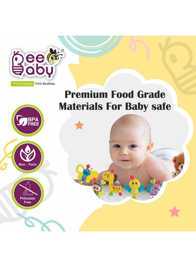 BeeBaby My First Beastie Rattles with Storage Jar, Pack of 5 Rattle for 0-6 Months, Fun Colour Teethers & Toys for Kids, Infants, New Born Baby, 100% BPA Free & Unbreakable. (Multicolour) - Image 3