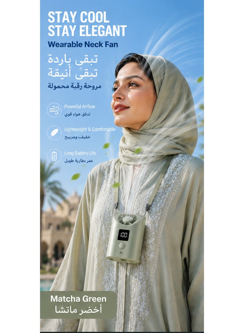 مروحة رقبة محمولة ومروحة خصر 2 في 1 قابلة للارتداء، تدفق هواء قوي 360 درجة بدون استخدام اليدين، شحن USB-C مع عمر بطارية طويل للأماكن الخارجية - Image 1