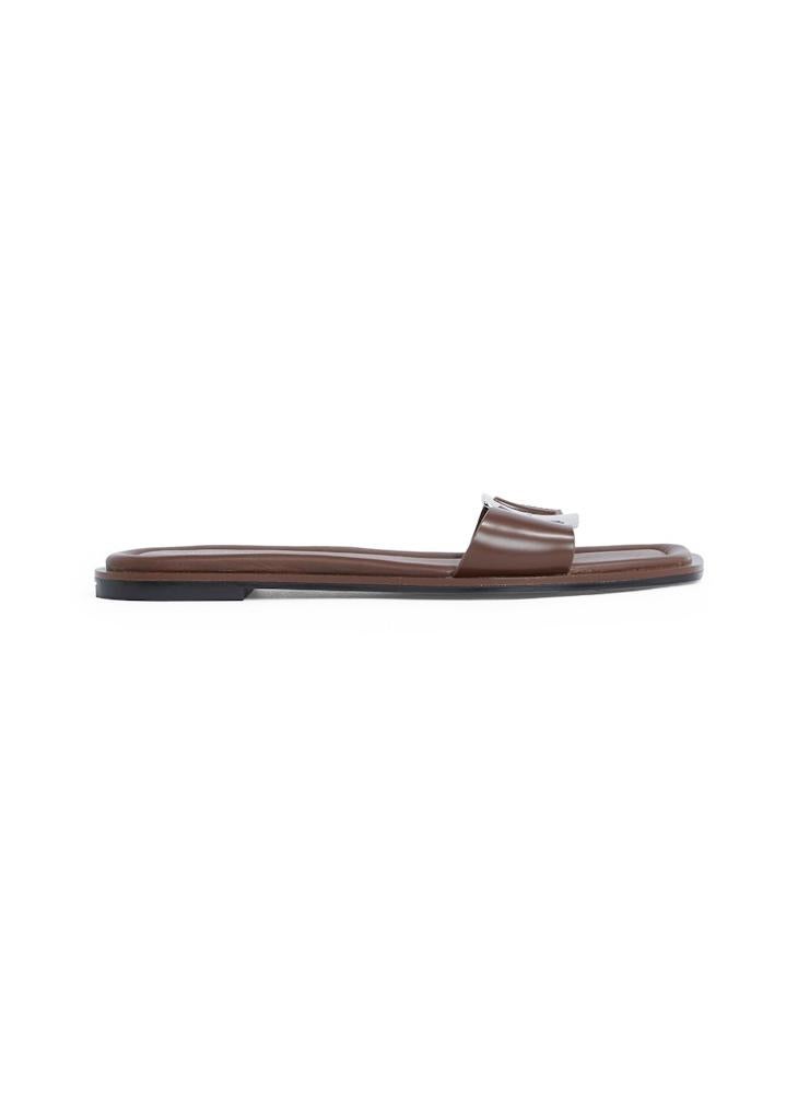CALVIN KLEIN LEATHER SANDALS WITH LOGO HARDWARE  - Image 1
