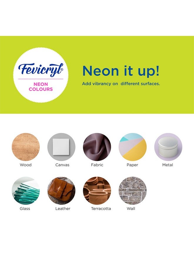 Pidilite Pidilite Fevicryl Neon Acrylic Colour Kit, Neon Paints (4 Shades, 15ml)  - Image 4