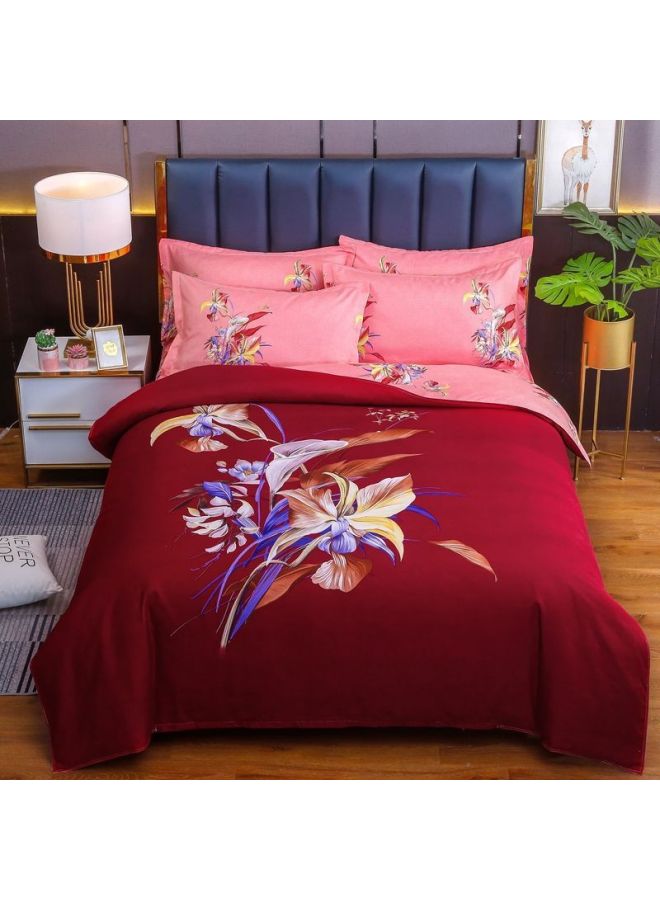 Thickened Large Edition Flower Sanding Skin-Friendly Non-Cotton Four-Piece Set Single And Double Bed Sheet Quilt Cover Dormitory Three-Piece Set Bed Dream Domain-Color:Tb*028*bright Yang-Specifications:Quilt Cover 1.8*2.2+sheets+pillowcases*2 - Image 1
