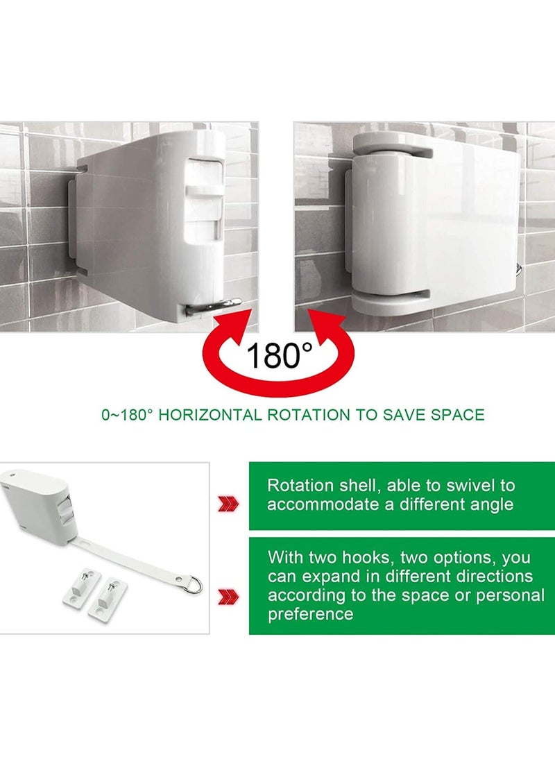 خط الملابس القابل للسحب، خط الملابس القابل للسحب في الهواء الطلق أو في الداخل، حبل تجفيف ثقيل قابل للتعديل، حزام موسع، حالة تثبيت ذاتية اللصق مع 29 ثقب تعليق مقاوم للرياح باللون الأسود - Image 3