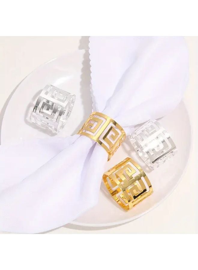 5pcs Silvery Elegant Napkin Rings For Wedding Christmas Party Table Decor - Image 3