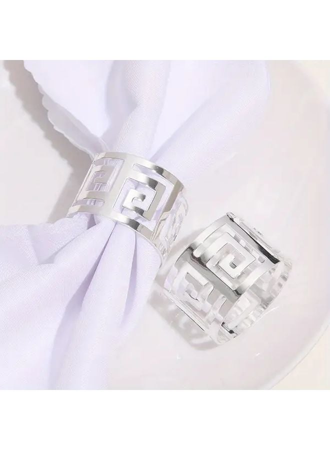 5pcs Silvery Elegant Napkin Rings For Wedding Christmas Party Table Decor - Image 5