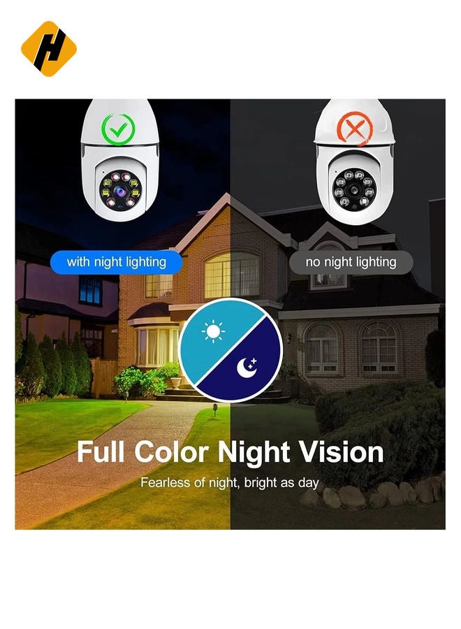 HuHa 3PCS Wireless Light Bulb Camera Outdoor 360 Degree WiFi Security Dome Cameras, 1080p Night Vision Bulb Cameras for Home,Support Cloud Storage & SD Card  - Image 3