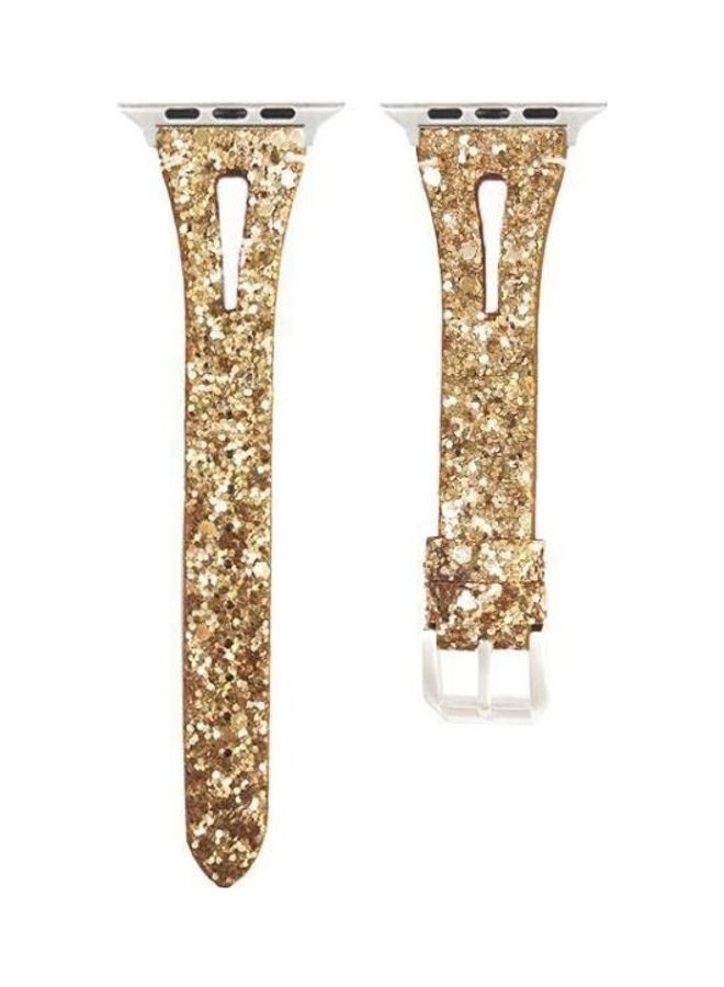 NIBEMINENT Replacement Strap For Apple Watch Series Gold - Image 1