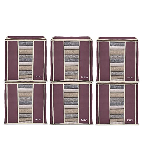 KIKA Polypropylene Homs Large Clothes, Toys, Pillow&Blanket Storage Bag, Foldable Storage Organizer, 6X60L = 360L, 6 Pcs Pack (Maroon) - Image 1