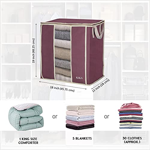 KIKA Polypropylene Homs Large Clothes, Toys, Pillow&Blanket Storage Bag, Foldable Storage Organizer, 6X60L = 360L, 6 Pcs Pack (Maroon) - Image 2