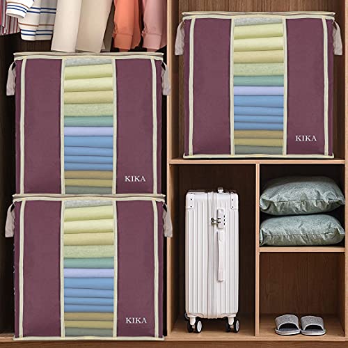 KIKA Polypropylene Homs Large Clothes, Toys, Pillow&Blanket Storage Bag, Foldable Storage Organizer, 6X60L = 360L, 6 Pcs Pack (Maroon) - Image 3