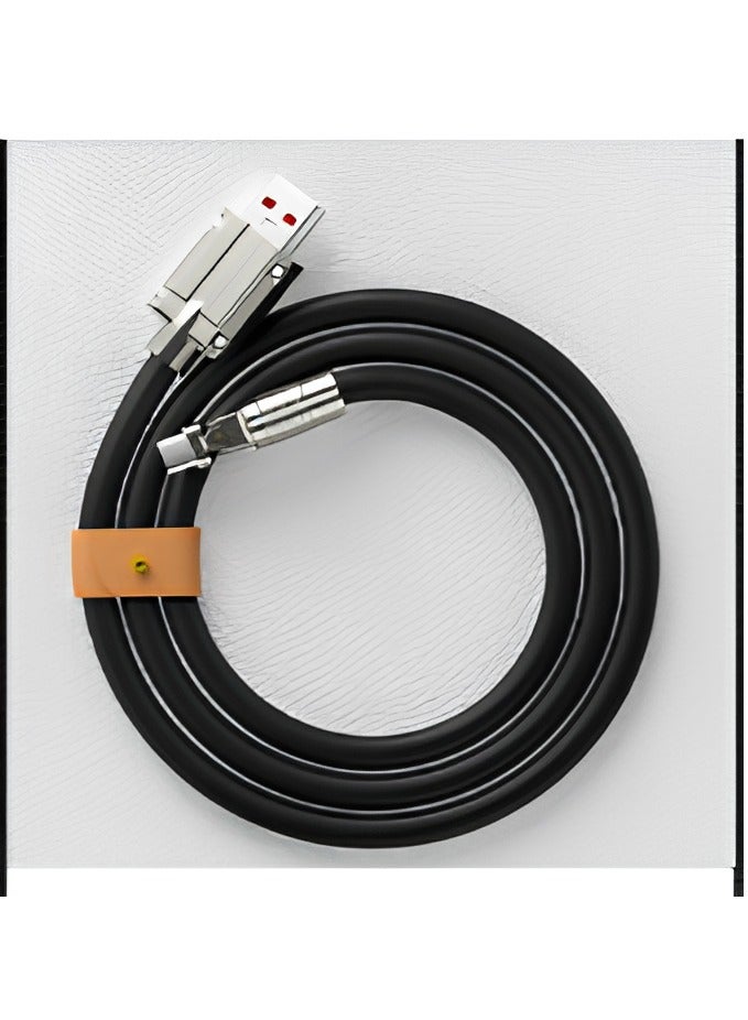 AROAQ Zinc Alloy Rotating Charging Cable, 2m USB To C Super Fast Charging Zinc Alloy PVC USB Cable, Durable Flexible Rotary Charge Cable, (2 Meters—type-c Bare Cable (Huawei, Letv Head) Black) - Image 1