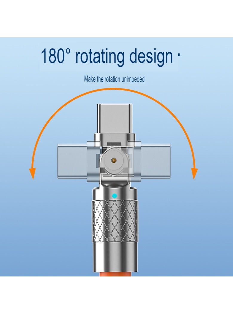 AROAQ Zinc Alloy Rotating Charging Cable, 2m USB To C Super Fast Charging Zinc Alloy PVC USB Cable, Durable Flexible Rotary Charge Cable, (2 Meters—type-c Bare Cable (Huawei, Letv Head) Black) - Image 4