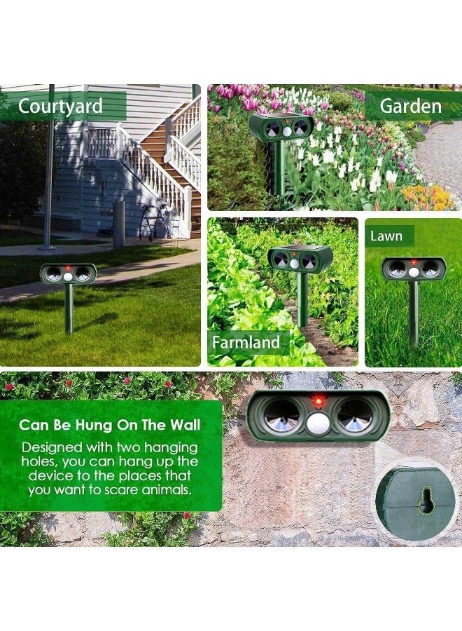 طارد الحيوانات بالطاقة الشمسية مقاوم للماء للاستخدام الخارجي، طارد الحيوانات بالموجات فوق الصوتية، كشف الحركة، مناسب لحديقة المزرعة لطرد الفئران والسناجب والطيور والقطط والكلاب والحيوانات الأخرى - Image 3
