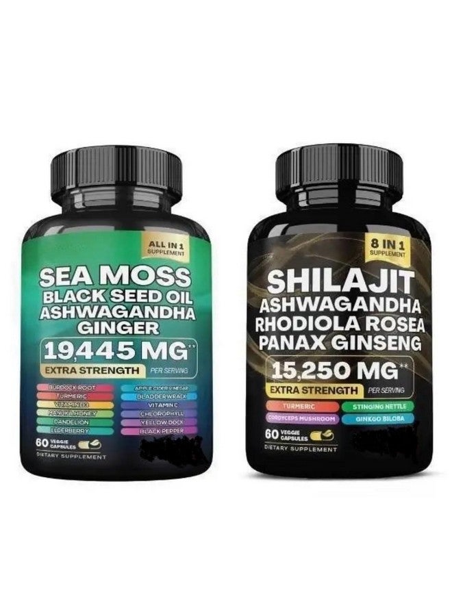 Sea Moss and Shilajit Bundle - Sea Moss,Black Seed Oil, Ashwagandha,Ginger & Shilajit,Rhodiola Rosea, Panax Ginseng - Image 1