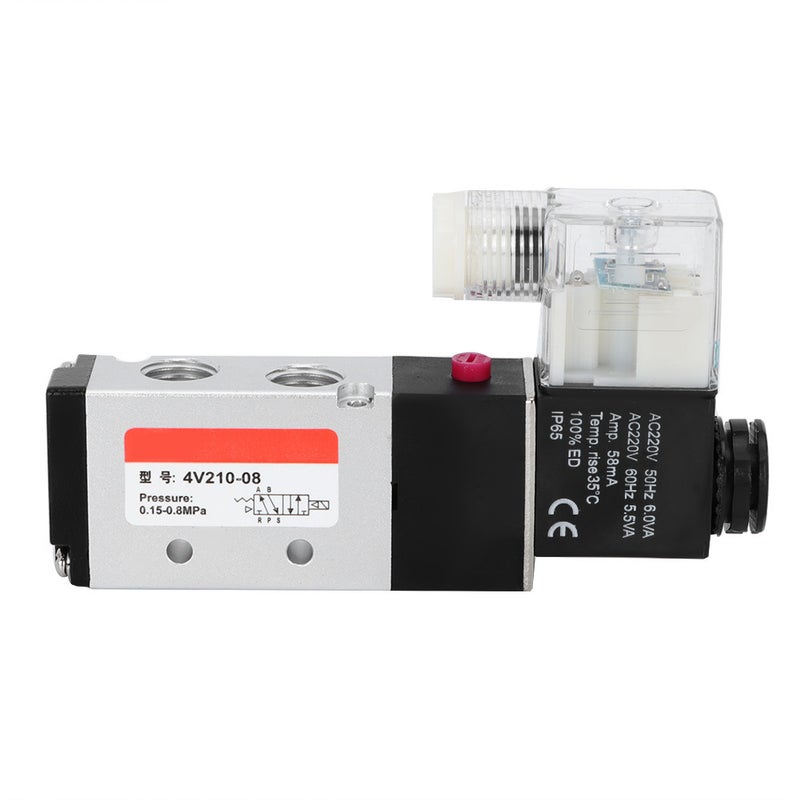 2 Position 5 Way Aluminum Alloy Pneumatic Solenoid Valve Pneumatic Piping Equipment (220V) - Image 3