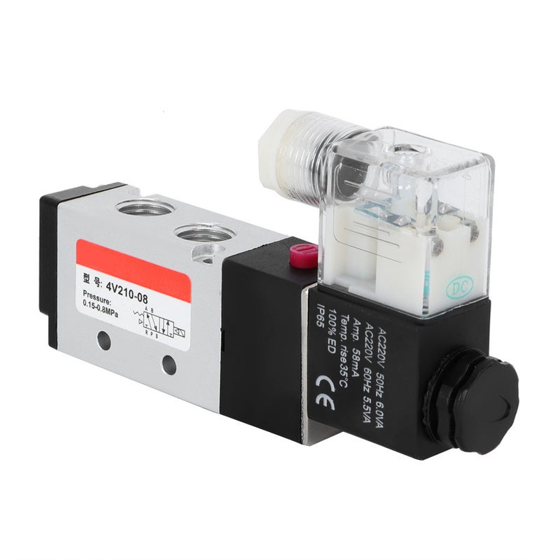 2 Position 5 Way Aluminum Alloy Pneumatic Solenoid Valve Pneumatic Piping Equipment (220V) - Image 5