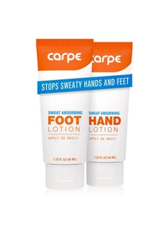 Carpe Sweat Absorbing Hand & Foot Lotion Bundle, Stop Sweaty Hands and Sweaty,Smelly Feet, Dermatologist Recommended  - Image 1