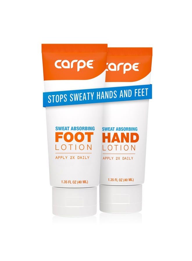 Carpe Sweat Absorbing Hand & Foot Lotion Bundle, Stop Sweaty Hands and Sweaty,Smelly Feet, Dermatologist Recommended - Image 1